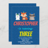 カスタム子供の誕生日カード動物ハットマンガ 招待状 (正面/裏面)