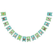 カスタム子供の誕生日グリーンブルーパーティーハット バンティングフラッグ (全)