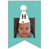 カスタム子供の誕生日グリーンブルーパーティーハット バンティングフラッグ (第2の旗)