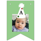 カスタム子供の誕生日グリーンブルーパーティーハット バンティングフラッグ (第3の旗)