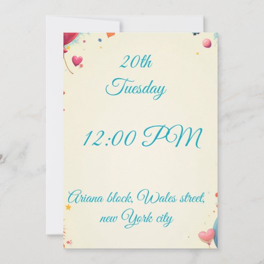 カスタム子供の誕生日パーティー招待状 招待状 (裏面)