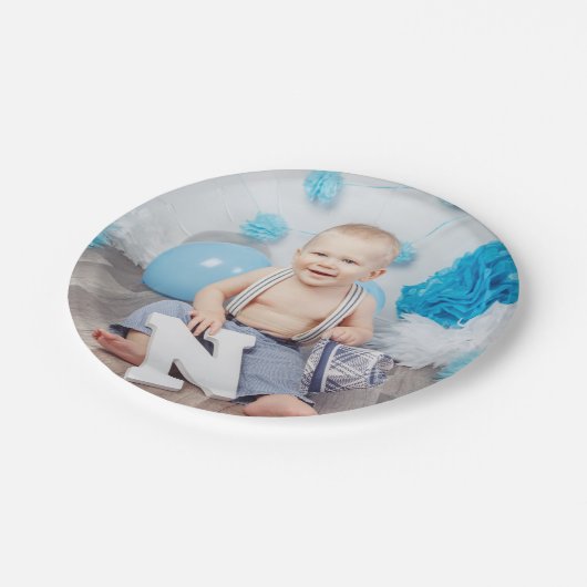カスタム子供の誕生日写真 ペーパープレート (アングル)