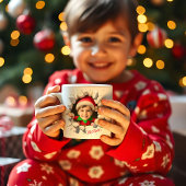 カスタム子供の顔の写真のユーモラスなエルフ クリスマス コーヒーマグカップ