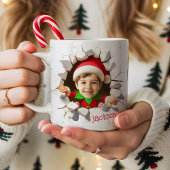 カスタム子供の顔の写真のユーモラスなエルフ クリスマス コーヒーマグカップ