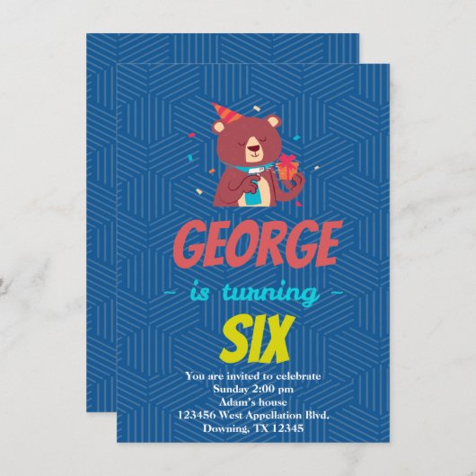 カスタム子供クマプレゼント カートゥーン招待状 招待状 (正面/裏面)