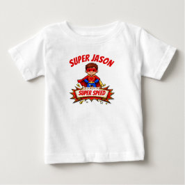 カスタム子供スーパーヒーロー 名前&超能力Tシャツ ベビーTシャツ