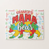 カスタム子供名Mama Bear Autistic Awareness Mom ジグソーパズル (横)
