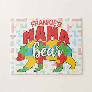 カスタム子供名Mama Bear Autistic Awareness Mom ジグソーパズル