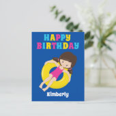 カスタム子供用プールパーティー夏のハッピー・バースデー ポストカード (スタンド正面)