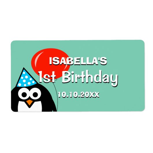 カスタム子供1st誕生日パーティー水瓶ラベル ラベル (正面)