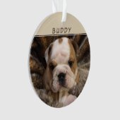 カスタム子犬の成長ドッグ2フォトホリデーキープサケ オーナメント (正面)