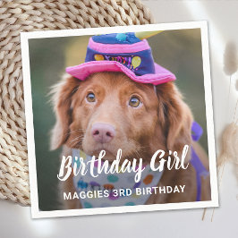 カスタム子犬の誕生日パーティーペット写真 スタンダードカクテルナプキン