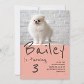 カスタム子犬写真誕生日招待状 招待状 (正面)