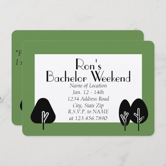 カスタム学士号ウィークエンドウィルダネス招待状 招待状 (正面/裏面)