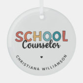 カスタム学校参事感謝の気持ち ガラスオーナメント (正面)