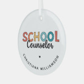 カスタム学校参事感謝の気持ち ガラスオーナメント (正面左)