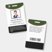 カスタム学生児童キッド写真名ロゴバーコード バッジ (表裏)