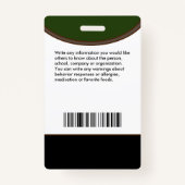 カスタム学生児童キッド写真名ロゴバーコード バッジ (裏面)