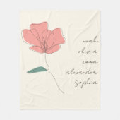 カスタム孫の名前のミニマルフローラ・スクリプト フリースブランケット (正面)