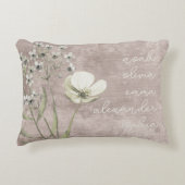 カスタム孫の名前の素朴フローラ・スクリプト アクセントクッション (正面)
