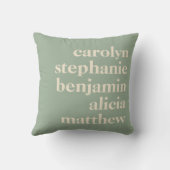 カスタム孫の名前スタイリッシュ素朴Sage クッション (裏面)