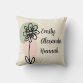 カスタム孫の名前ミニマルフローラ クッション (正面)