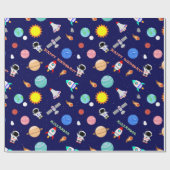 カスタム宇宙ネイビーラッピング紙 ラッピングペーパー (フラット)