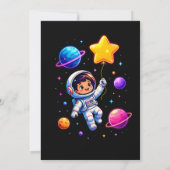 カスタム宇宙探検家宇宙飛行士の誕生日 招待状 (裏面)