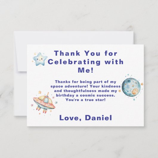 カスタム宇宙飛行士 スペースをテーマにしたサンキュー サンキューカード (正面)