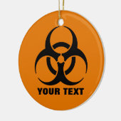 カスタム安全オレンジ生物学的災害［有害物質］シンボル警告標識 セラミックオーナメント (左)