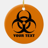 カスタム安全オレンジ生物学的災害［有害物質］シンボル警告標識 セラミックオーナメント (裏面)