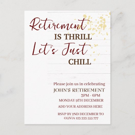 カスタム定年はスリルよ冷やそうおもしろい ポストカード (正面)