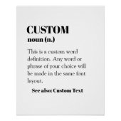 カスタム定義ワード名詞贈り物ウォールアート ポスター (正面)