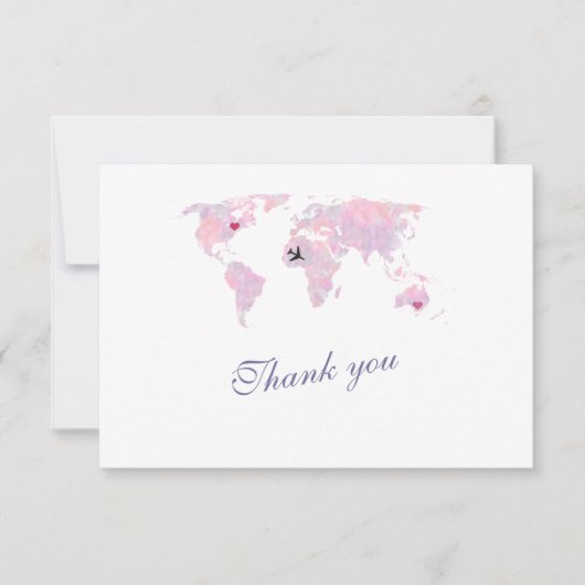 カスタム宛先ワールドマ結婚ップ サンキューカード (正面)