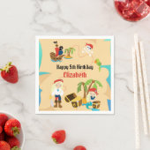 カスタム宝の地図ガール海賊誕生日パーティー スタンダードカクテルナプキン (インサイチュ)