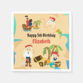 カスタム宝の地図ガール海賊誕生日パーティー スタンダードカクテルナプキン (正面)