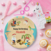 カスタム宝の地図ガール海賊誕生日パーティー ペーパープレート (パーティー)