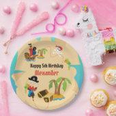 カスタム宝の地図ボーイパイレーツ誕生日パーティー ペーパープレート (パーティー)