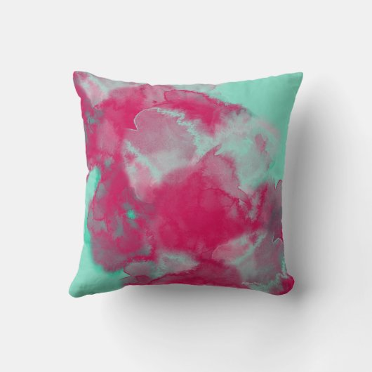 カスタム宝石トーン抽象芸術モノグラム名スローP クッション (裏面)