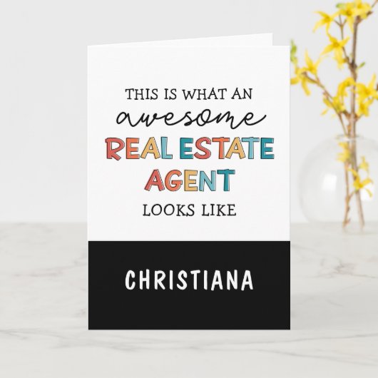 カスタム実在おもしろい不動産仲介業者素晴らし カード (黄色い花)