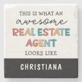 カスタム実在おもしろい不動産仲介業者素晴らし ストーンコースター (正面)