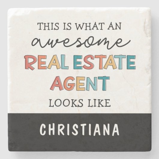 カスタム実在おもしろい不動産仲介業者素晴らし ストーンコースター (正面)