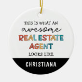 カスタム実在おもしろい不動産仲介業者素晴らし セラミックオーナメント (正面)