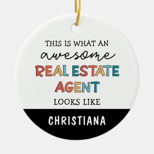 カスタム実在おもしろい不動産仲介業者素晴らし セラミックオーナメント (正面)