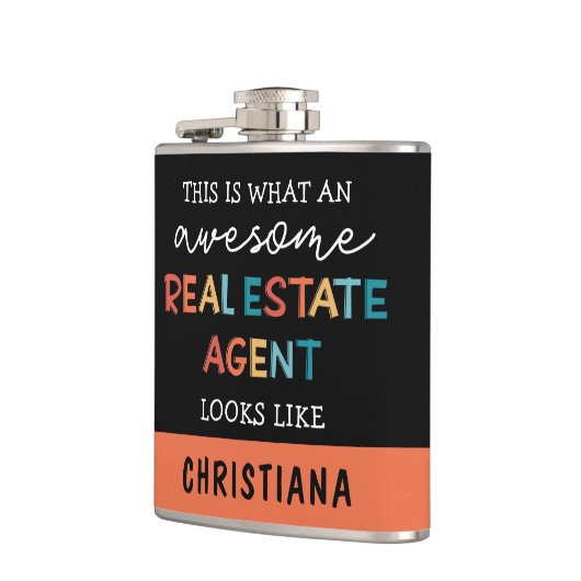 カスタム実在おもしろい不動産仲介業者素晴らし フラスク (左)