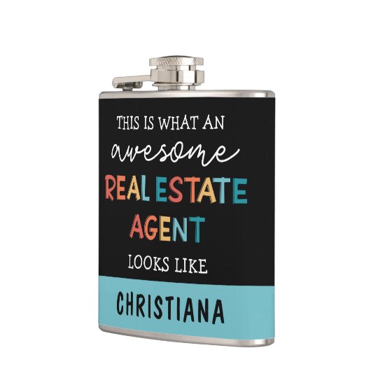 カスタム実在おもしろい不動産仲介業者素晴らし フラスク (左)