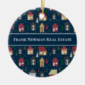 カスタム実在エステートハウズブルーホリデークリスマス セラミックオーナメント (正面)