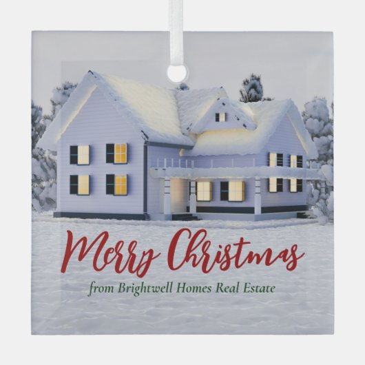 カスタム実在エステートビジネスホーム不動産仲介業者 ガラスオーナメント (正面)