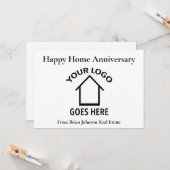 カスタム実在エステートロゴハッピーホームアニバーサリー カード (正面/裏面インサイチュ)