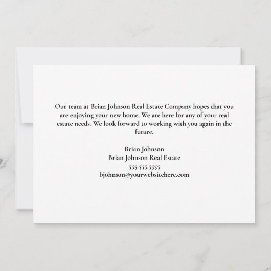 カスタム実在エステートロゴハッピーホームアニバーサリー カード (裏面)